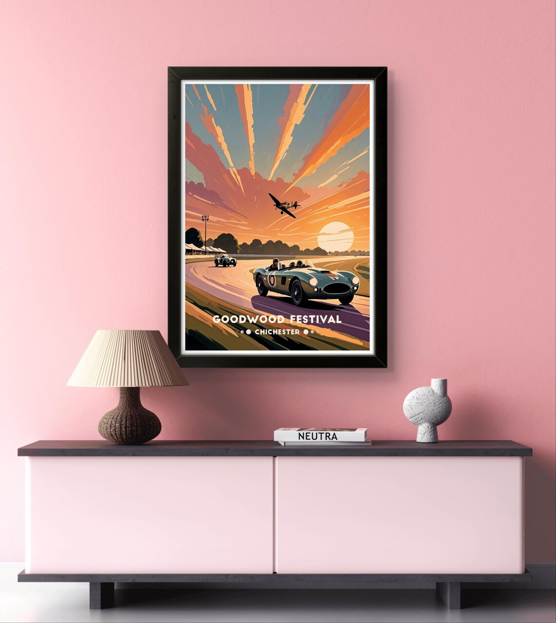 Goodwood Festival Vintage Poster Classic Cars And Aviation Art Print Chichester Uk Racing Event Wall Decor - Image 3