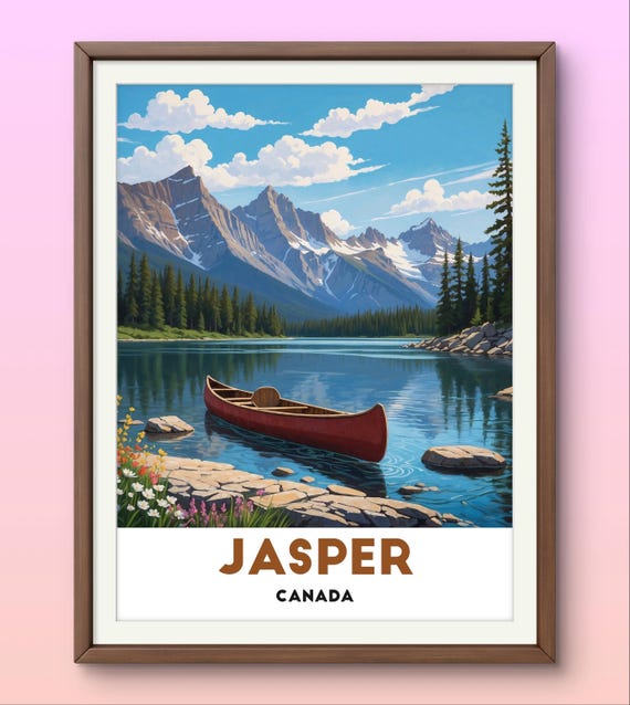 Jasper Canada Poster Stunning Mountain Lake Art For Nature Lovers And Outdoor Inspired Home Decor
