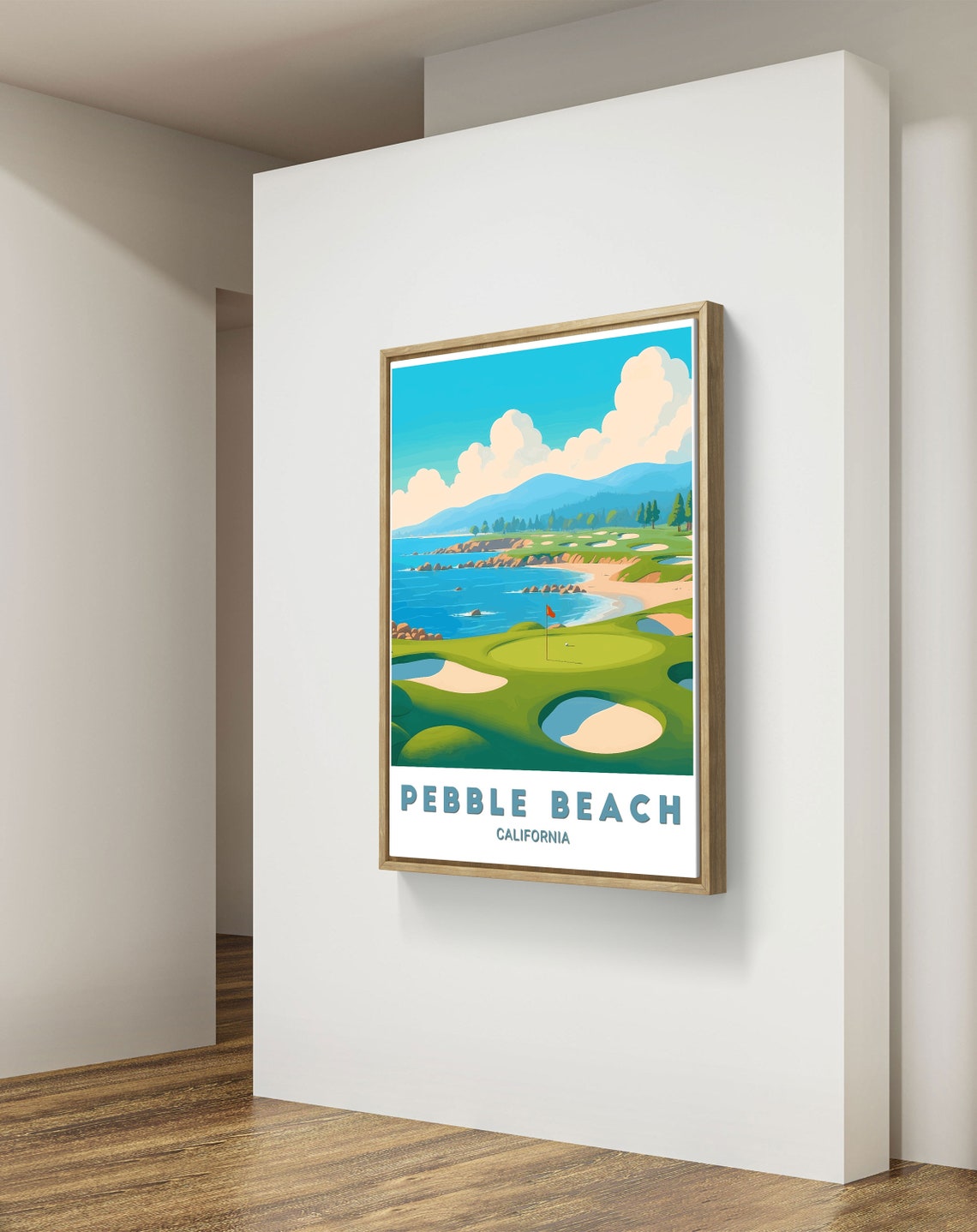 Pebble Beach California Coastal Golf Vintage Style Travel Poster - Image 2