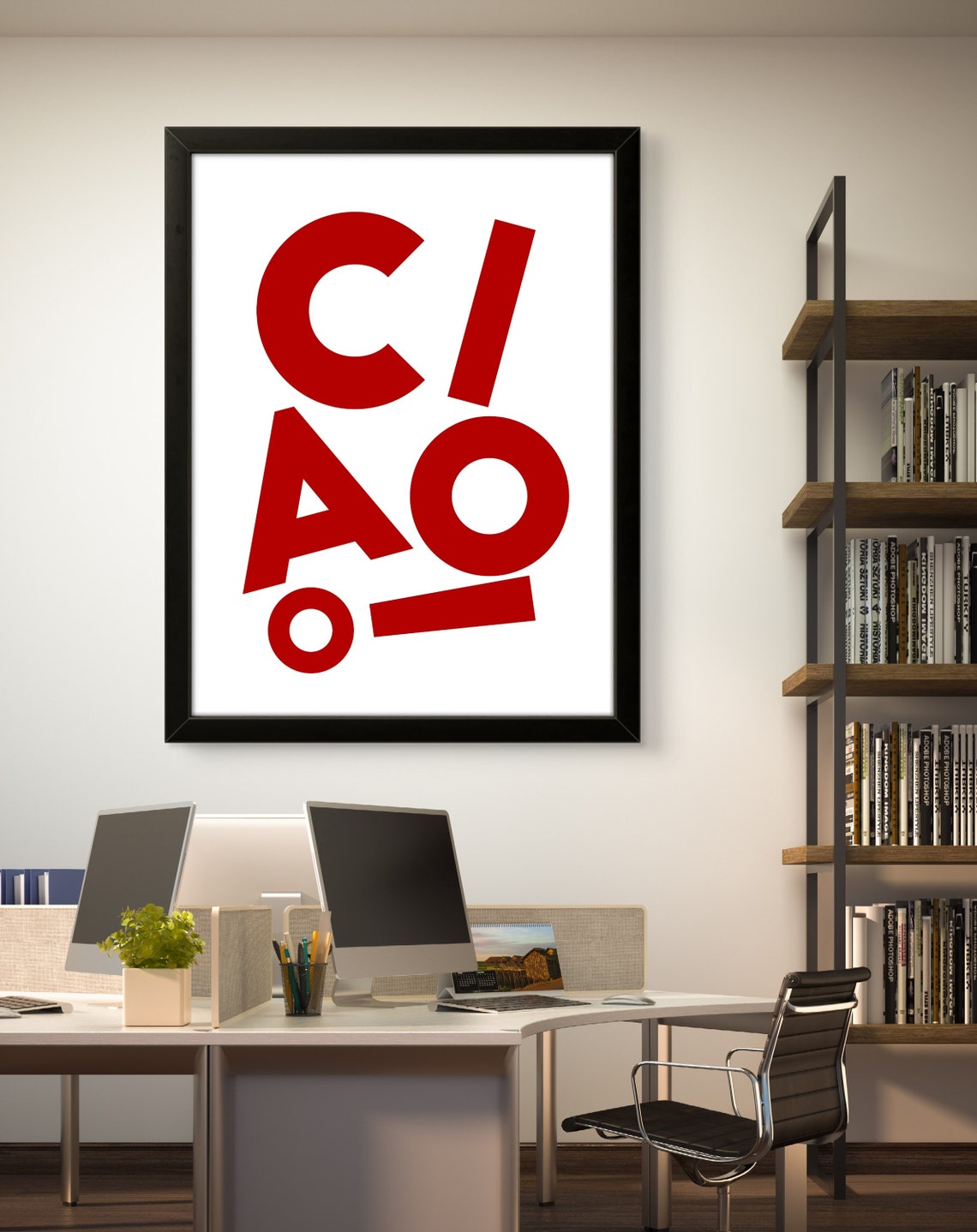 Ciao Bold Red Typography Minimalist Italian Greeting Wall Poster - Image 2