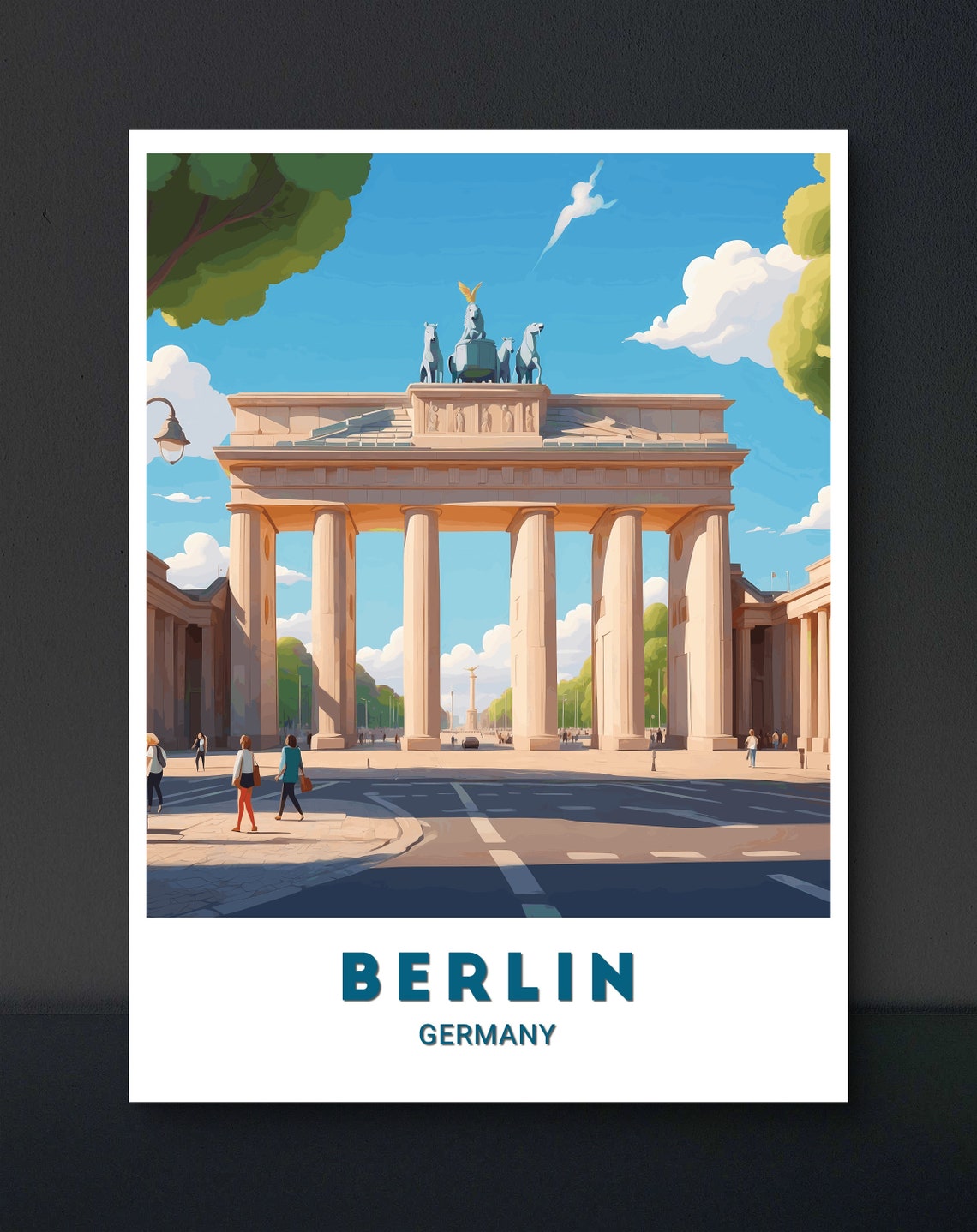 Berlin Brandenburg Gate Iconic Landmark Germany Travel Poster