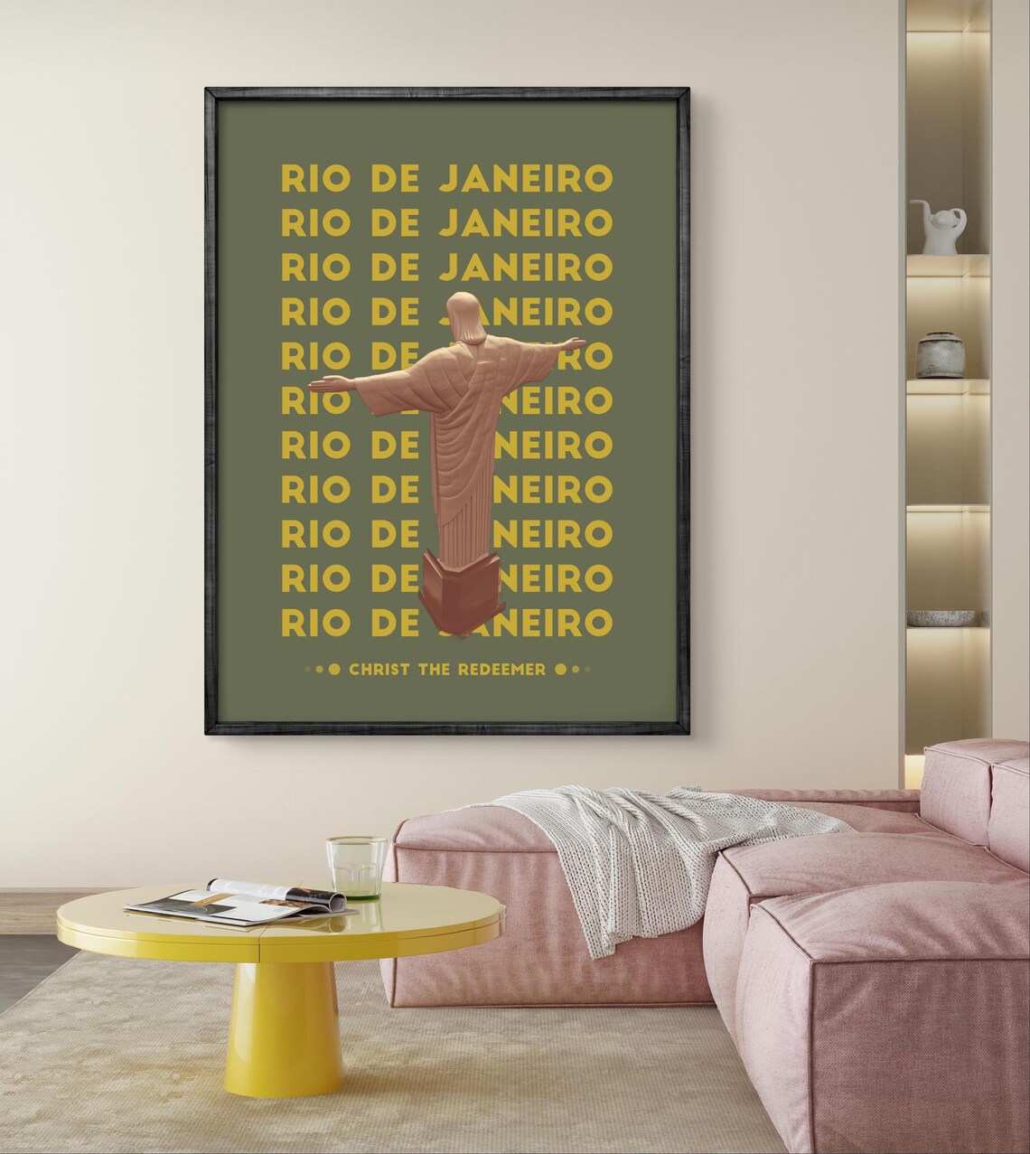 Rio De Janeiro Christ Redeemer Olive Vintage Typography Poster - Image 4