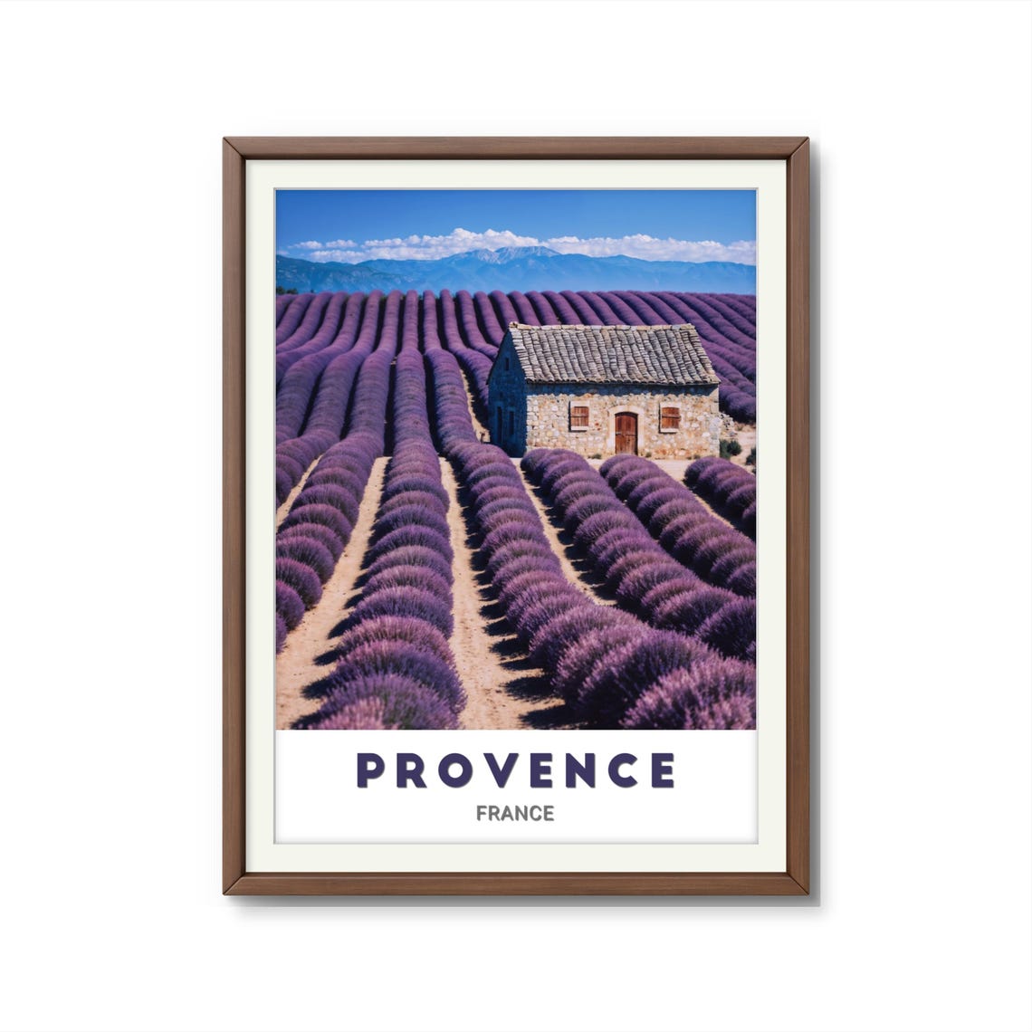 Provence France Stone Cottage Lavender Rows Mountain Art Poster - Image 2