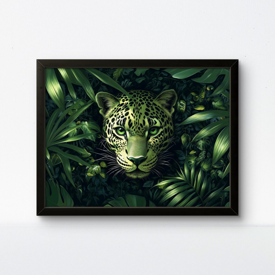 Green Leopard Art, Whimsical Home Accent