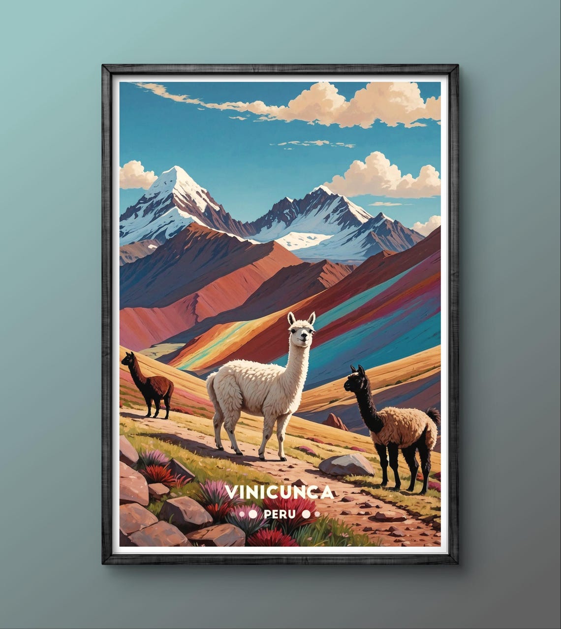 Vinicunca Peru Vintage Poster Rainbow Mountain Art Scenic Andes Landscape Decor - Image 4