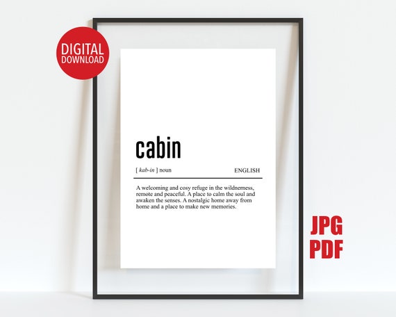 Cabin Definition Print Cabin Life Decor Dictionary Poster Wall Art For The Cabin Lake Life Gift Cottagecore Decor