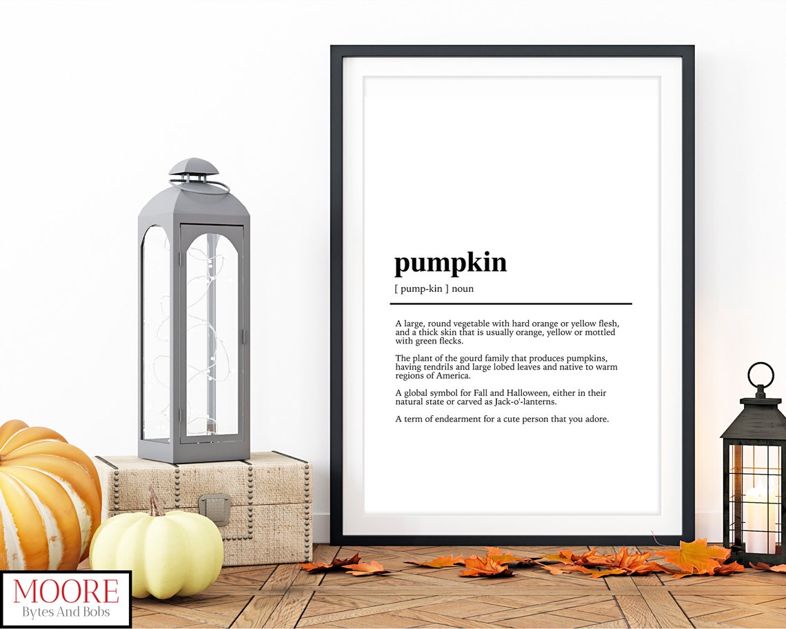 Pumpkin Definition Dictionary Typography Fall Halloween Art Poster - Image 2