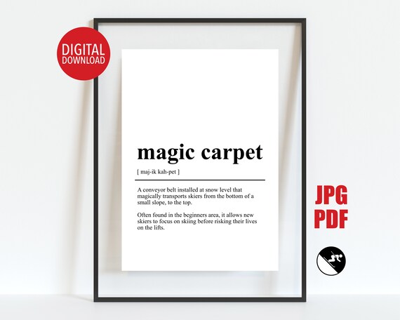 Definition Print Magic Carpet Meaning Ski Terminology Poster Airbnb Vacation Rental Sign Guest Room Decor