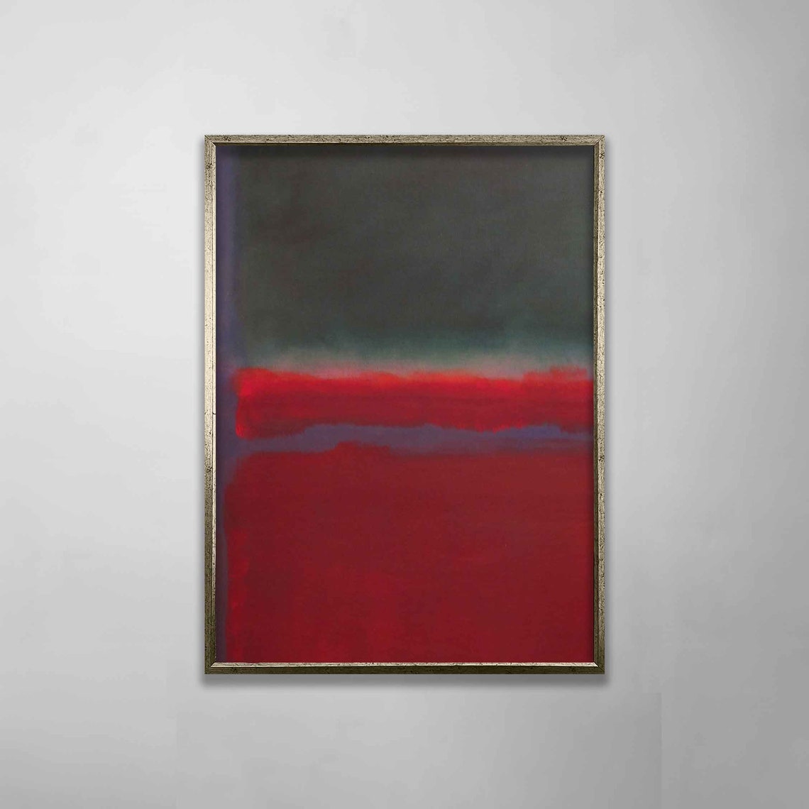 Rothko Style Red Stripe Dark Color Field Abstract Modern Art Poster
