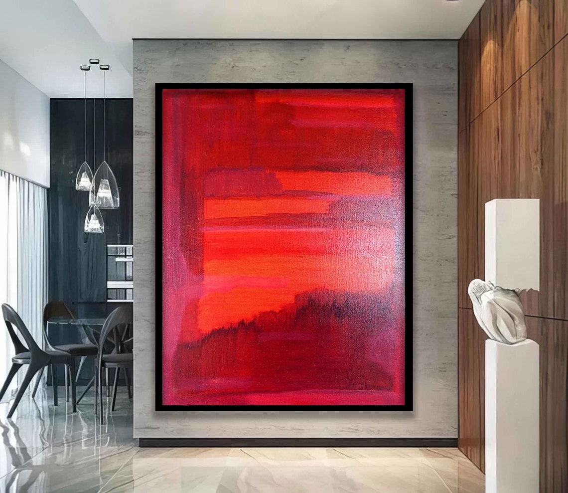 Rothko Style Red Color Field Abstract Blocks Crimson Modern Art Poster