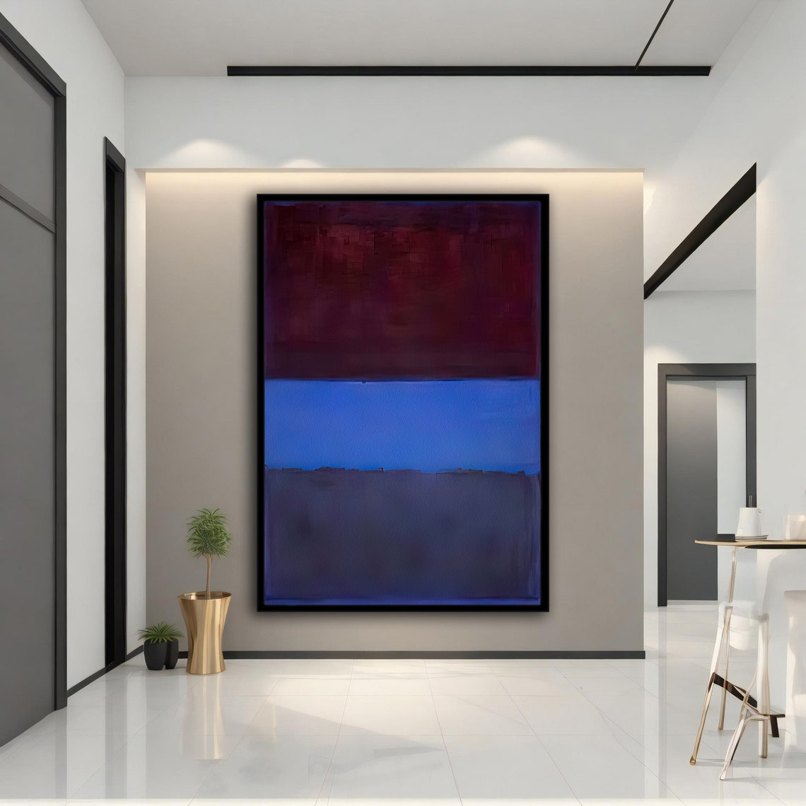 Rothko Style Maroon Blue Color Field Abstract Wall Art Poster - Image 2