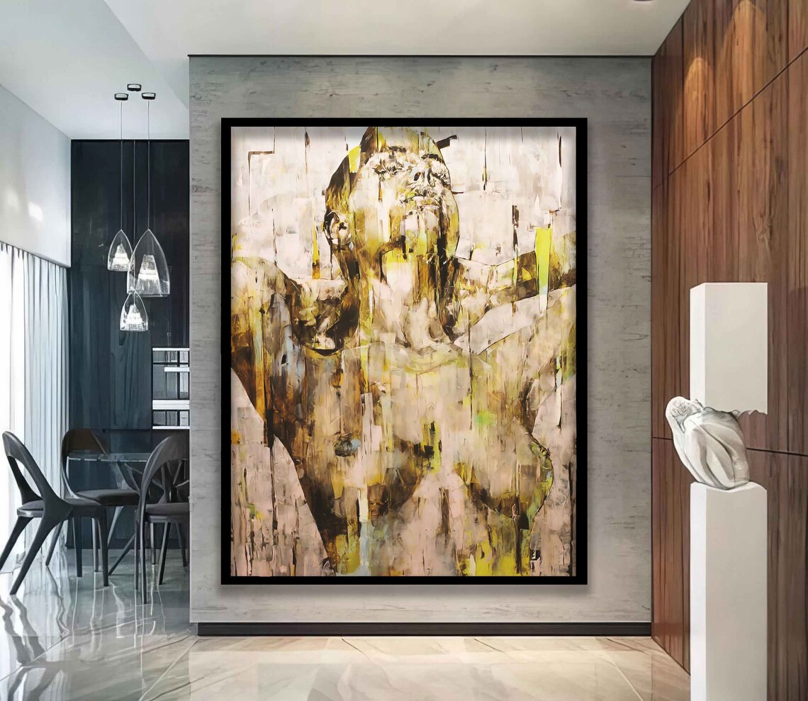 Abstract Nude Woman Cream Brushstrokes Impressionist Figure Art Poster - Image 5