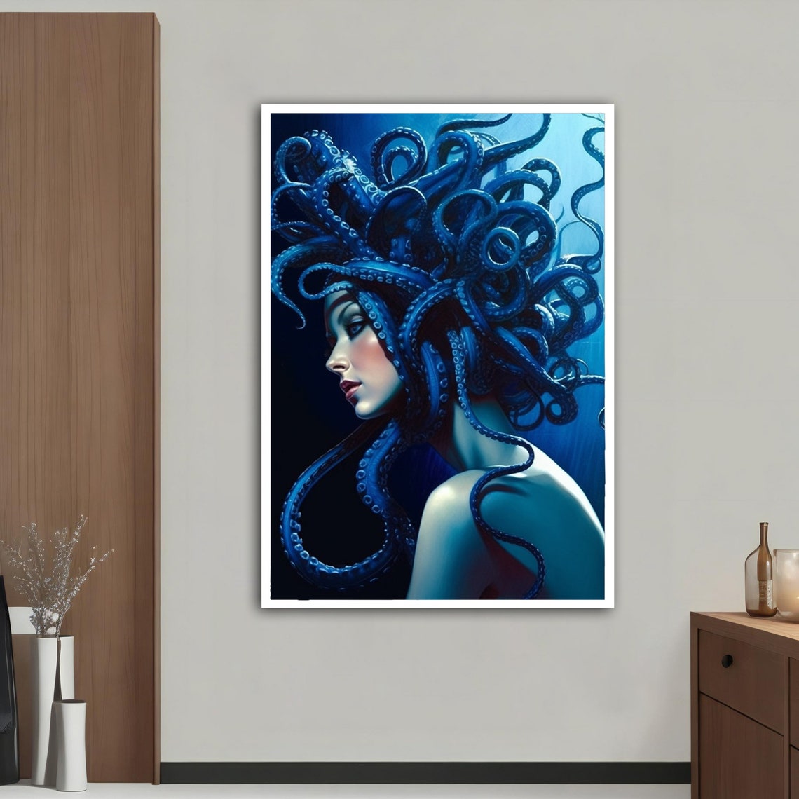 Woman With Octopus Hair Octopus Hair Woman Wall Art Woman With Octopus Hair Poster Framed Woman Print Woman Wall Decor - Image 4