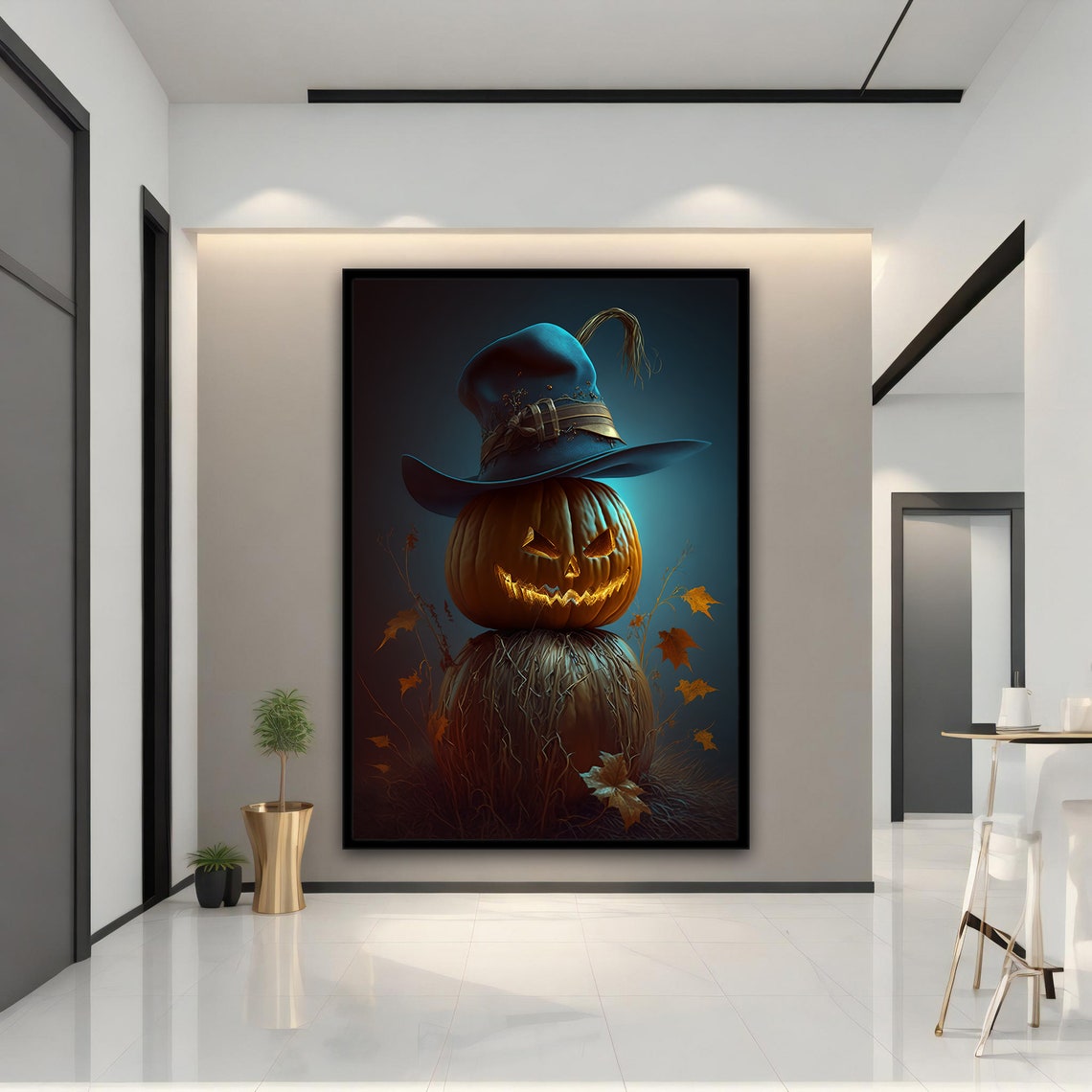 Halloween Jack O Lantern Pumpkin Witch Hat Autumn Night Art Poster - Image 5