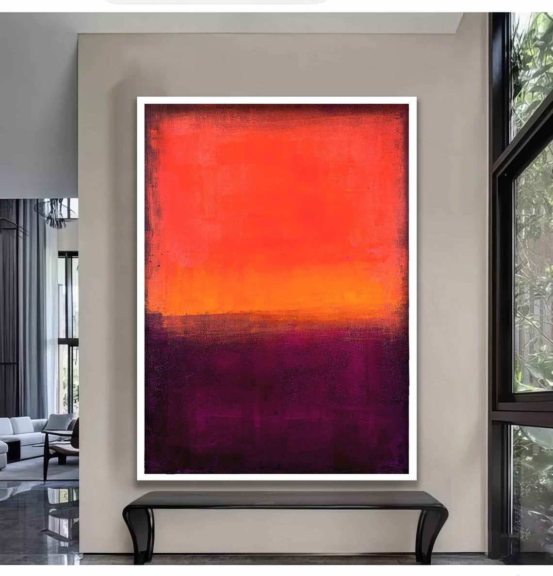 Fiery Orange Red Purple Gradient Abstract Modern Wall Art Poster - Image 4