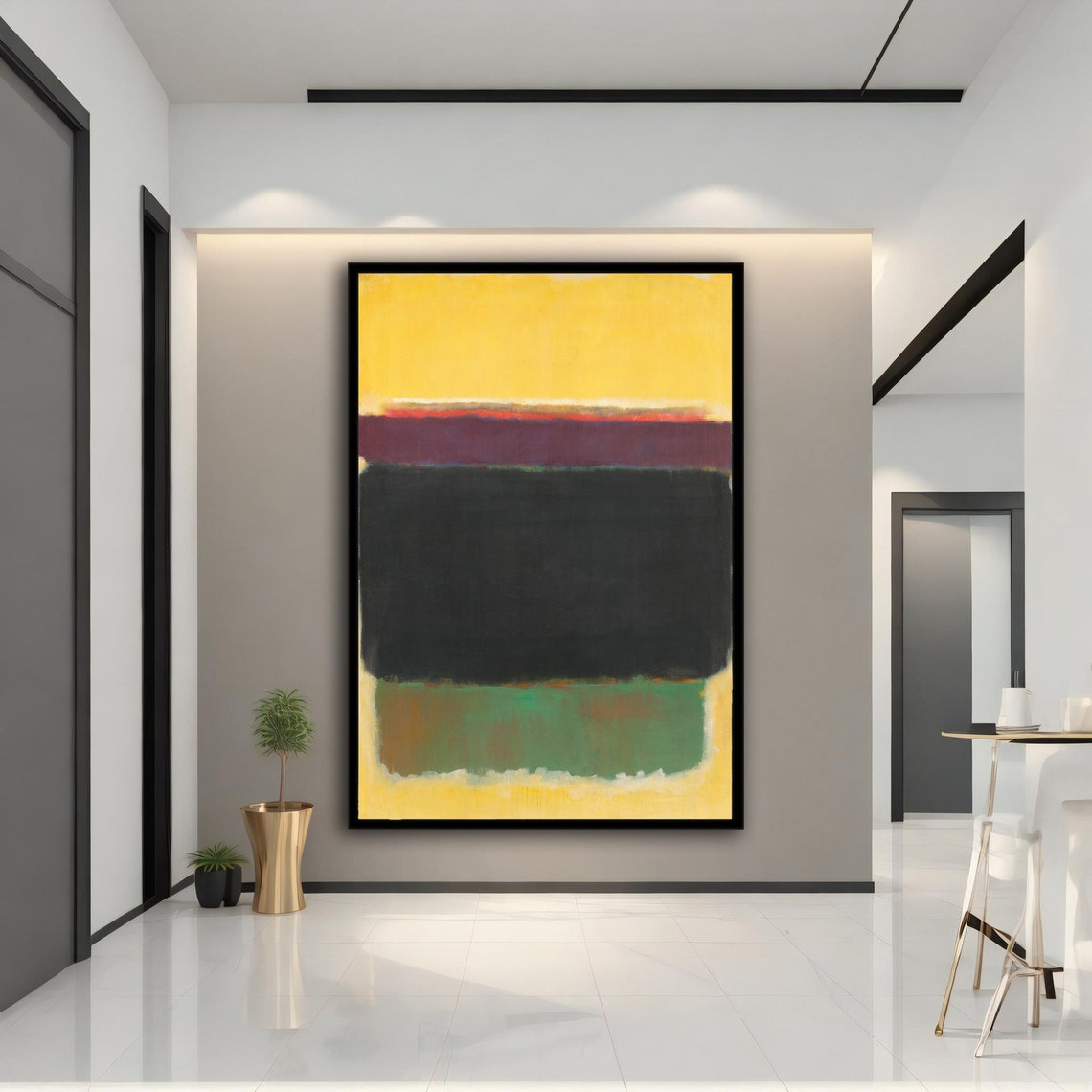 Yellow Black Green Color Field Abstract Bold Modern Wall Art Poster - Image 5