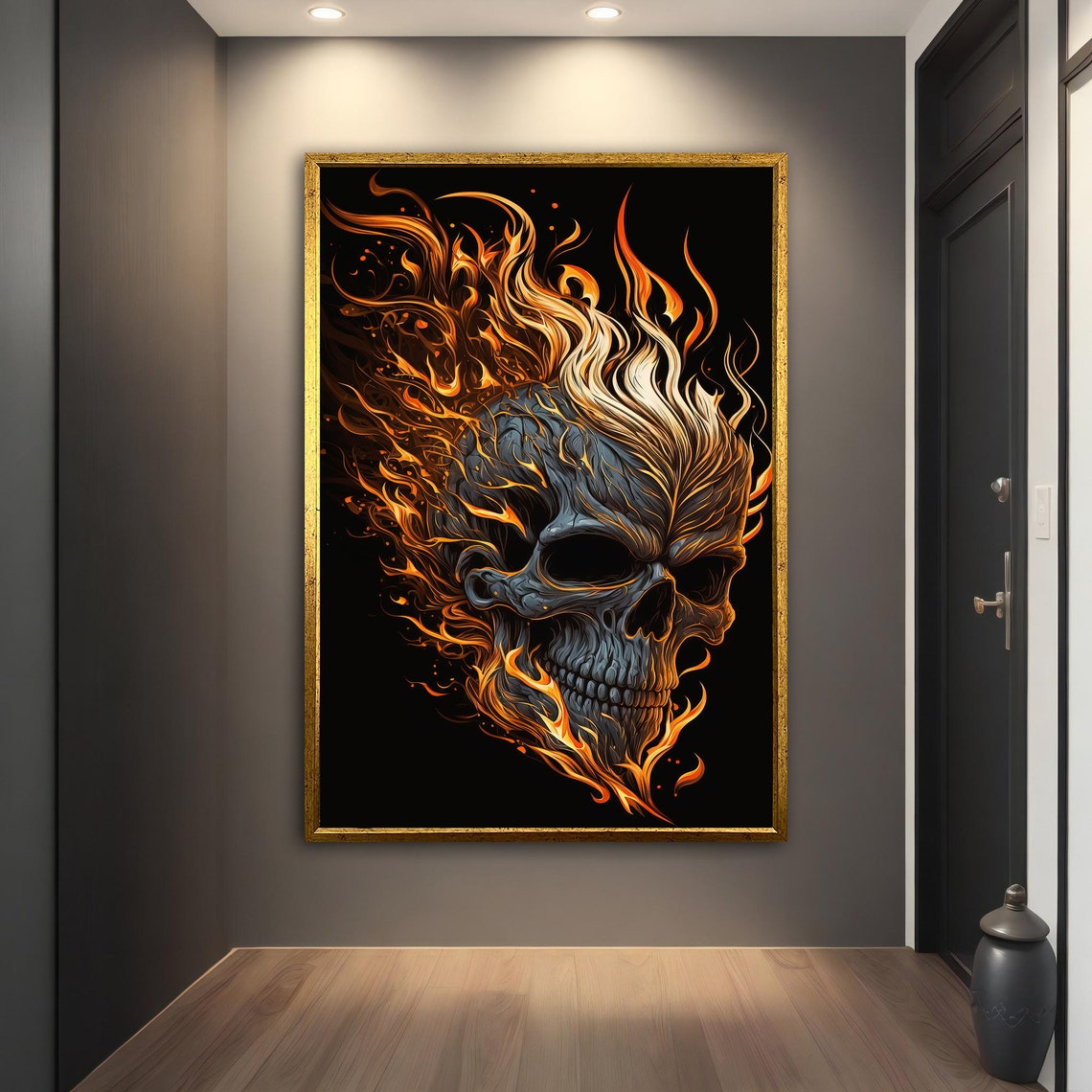 Fiery Skull Modern Wall Art Skull Wall Art Skull Skull Print Skull Wall Decor Skull Poster Skull Framed - Image 5