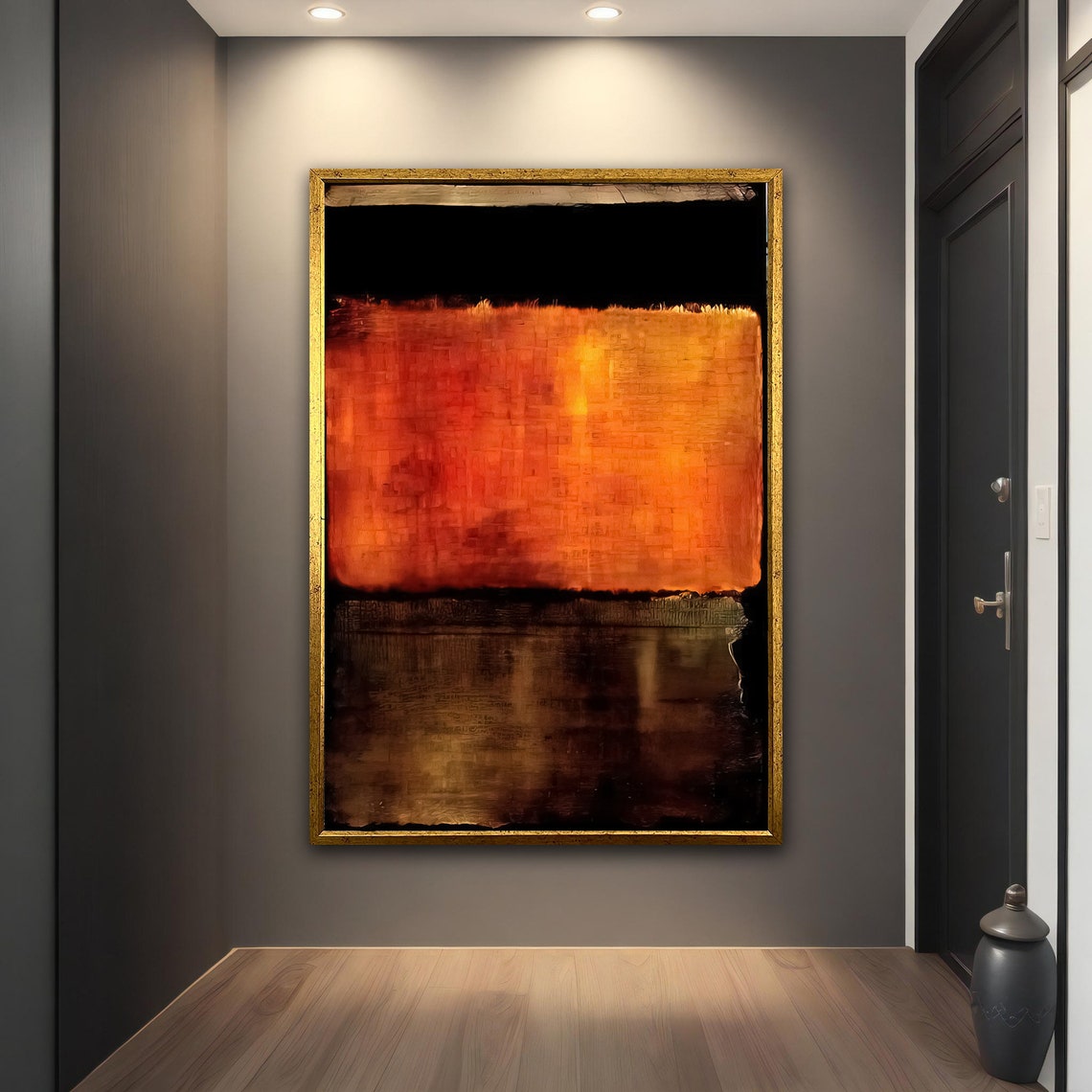 Burnt Orange Black Abstract Color Field Bold Modern Wall Art Poster