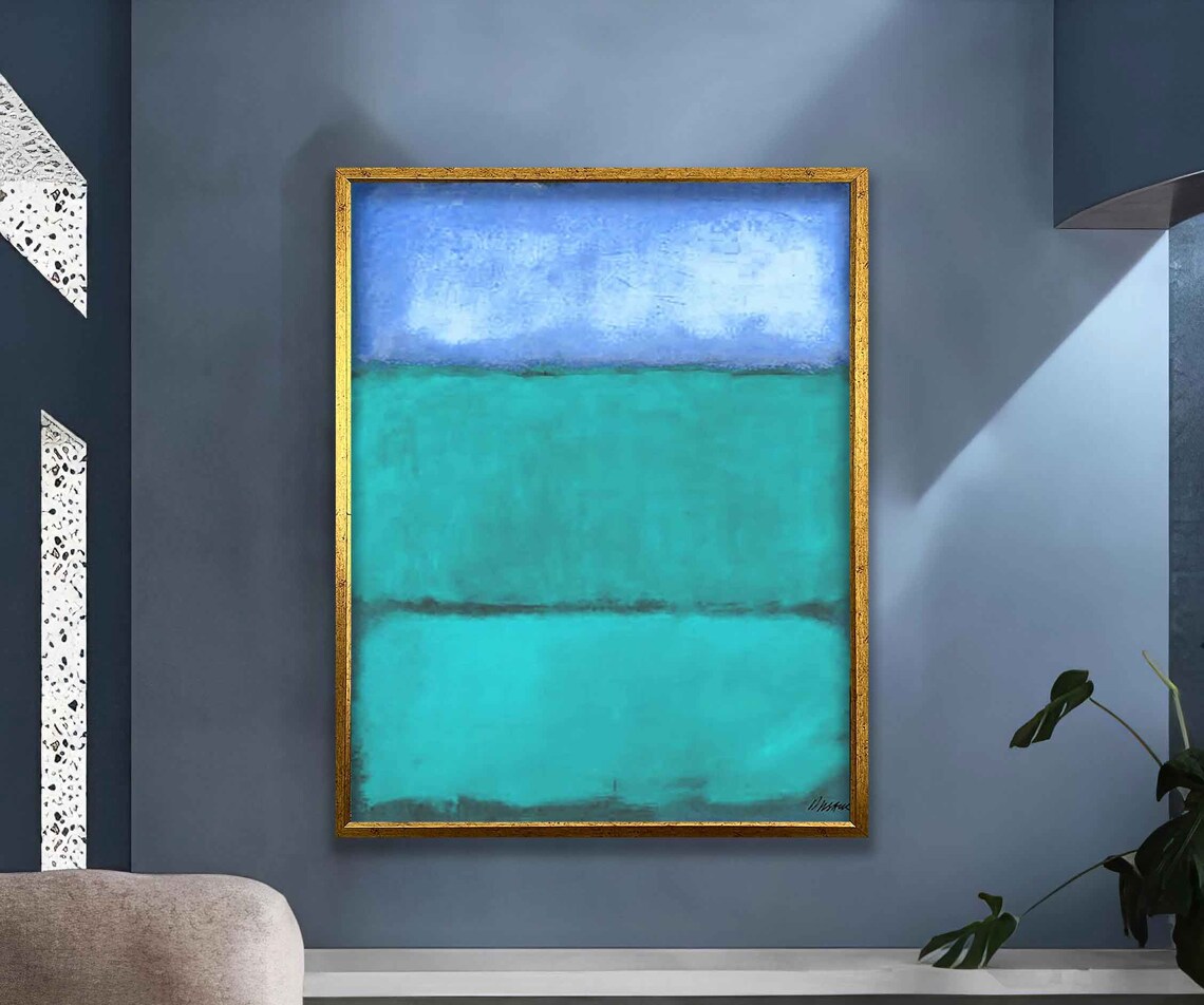 Blue Turquoise Color Field Abstract Serene Minimalist Wall Art Poster - Image 4