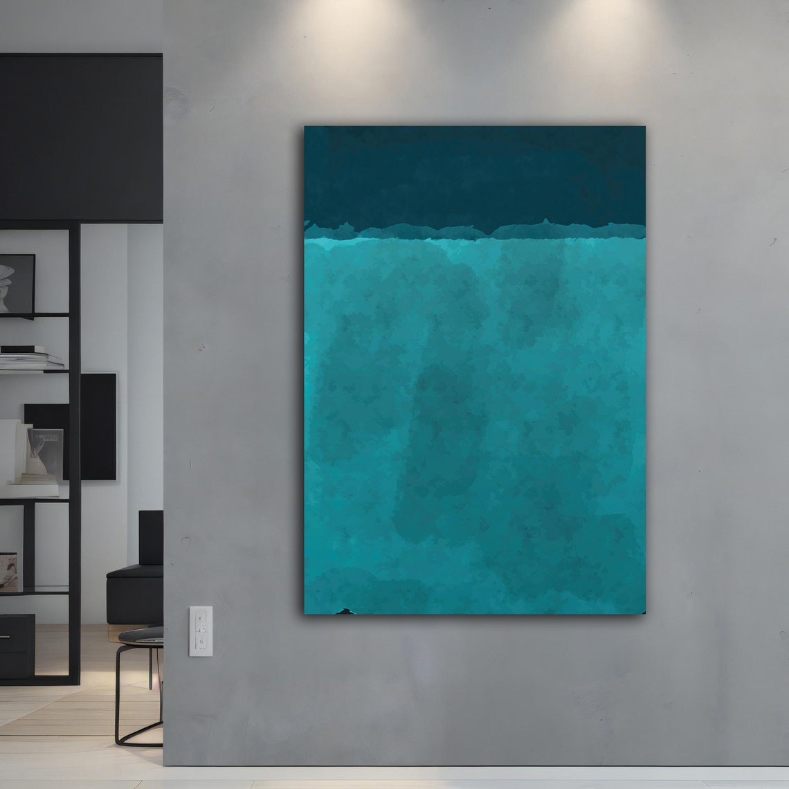 Turquoise Color Field Abstract Painting In Rothko Style Wall Art - Image 4