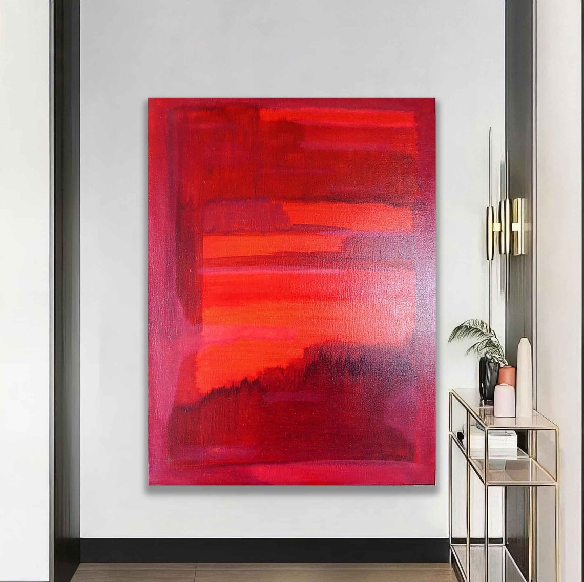 Rothko Style Red Color Field Abstract Blocks Crimson Modern Art Poster - Image 4