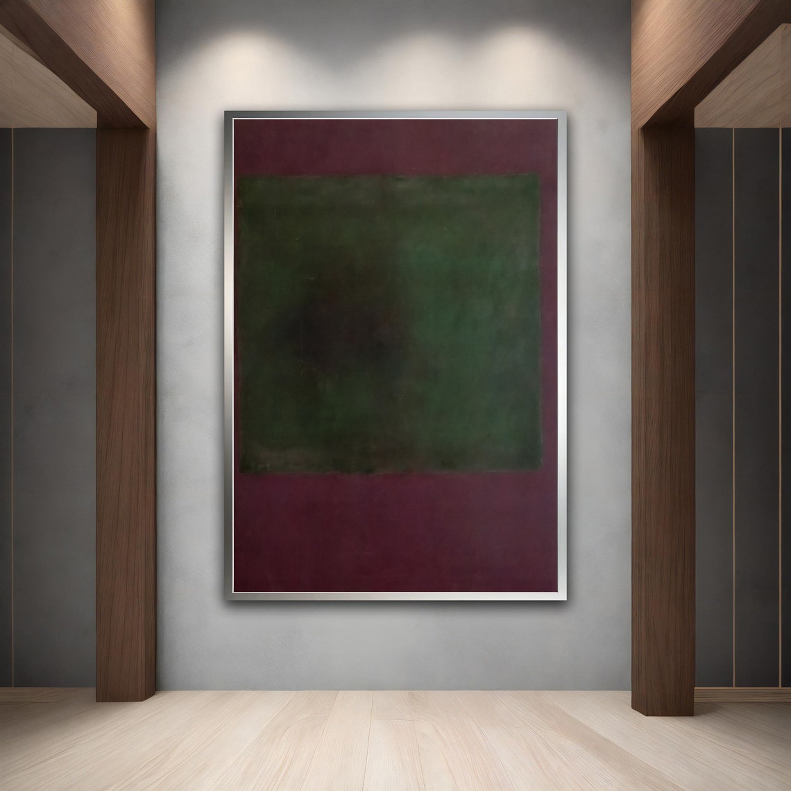 Rothko Style Green Maroon Color Field Abstract Wall Art Poster - Image 2
