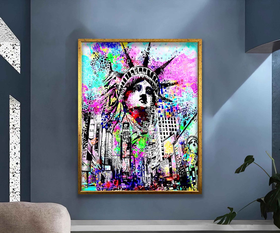 Statue Of Liberty Wall Art Nyc Statue Of Liberty Statue Of Liberty Abstract Art Iconic Sculpture Painting New York City - Image 3