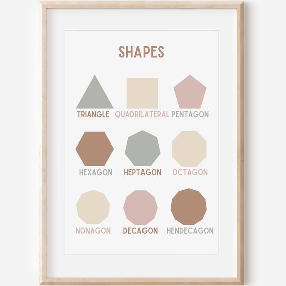 Shapes Print Educational Posterkids Prints Neutral Alphabet Number Homeschool Decor Resources Abc Poster