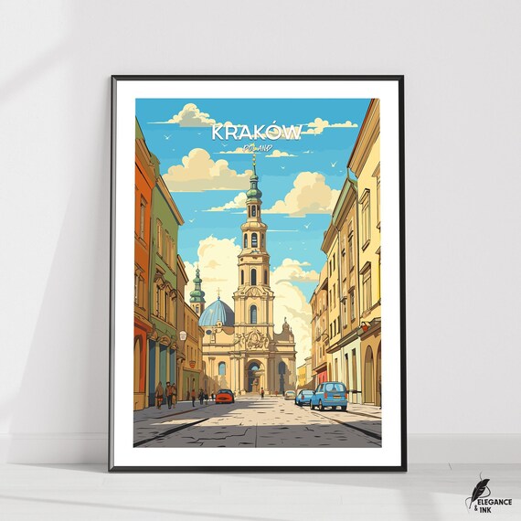 Krakw Printkrakw Travel Gallerykrakw Vintage Artwork Printpoland Painting Illustrationpoland Home Decorwall Art