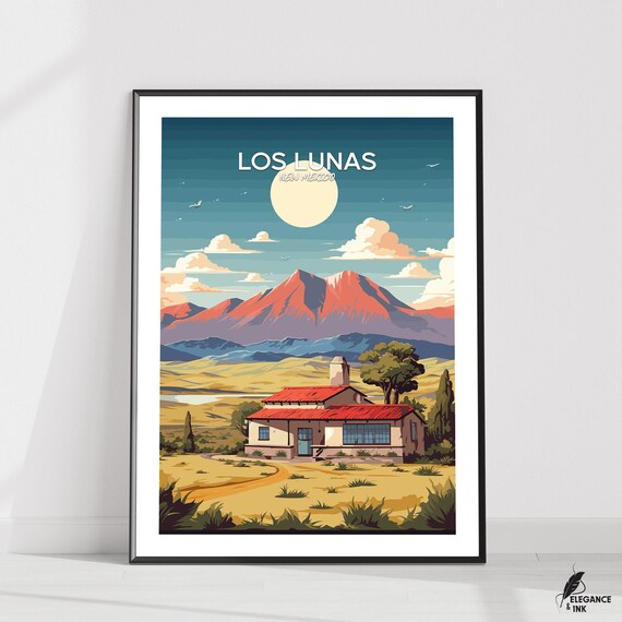 Los Lunas Printlos Travel Gallerylos Vintage Artwork Printpainting Illustrationvintage Home Decorwall Art