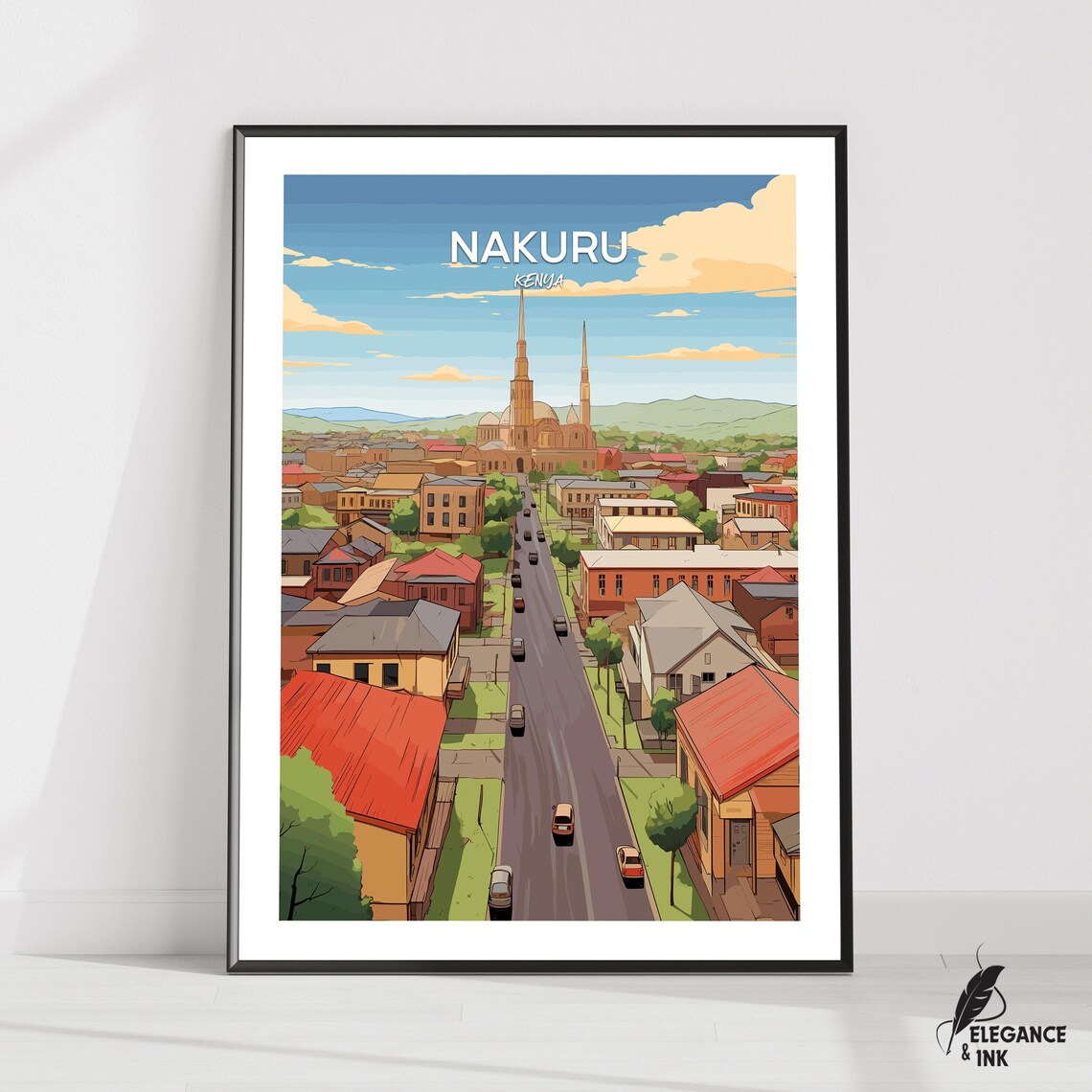 Nakuru Kenya City Street Vintage Travel Poster Sky Text Edition