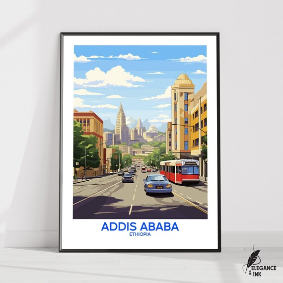 Addis Ababa Wall Hanging Posteraddis Flat Vector Illustration Canvasaddis Handmade Wooden Frame And Unframed Colorful Vintage