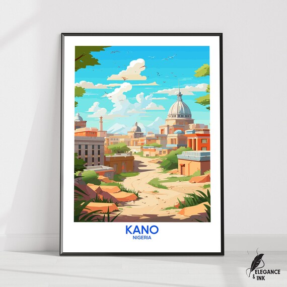 Kano Wall Hanging Posterkano Flat Vector Illustration Canvasnigeria Handmade Wooden Frame And Unframed Colorful Vintage Gift