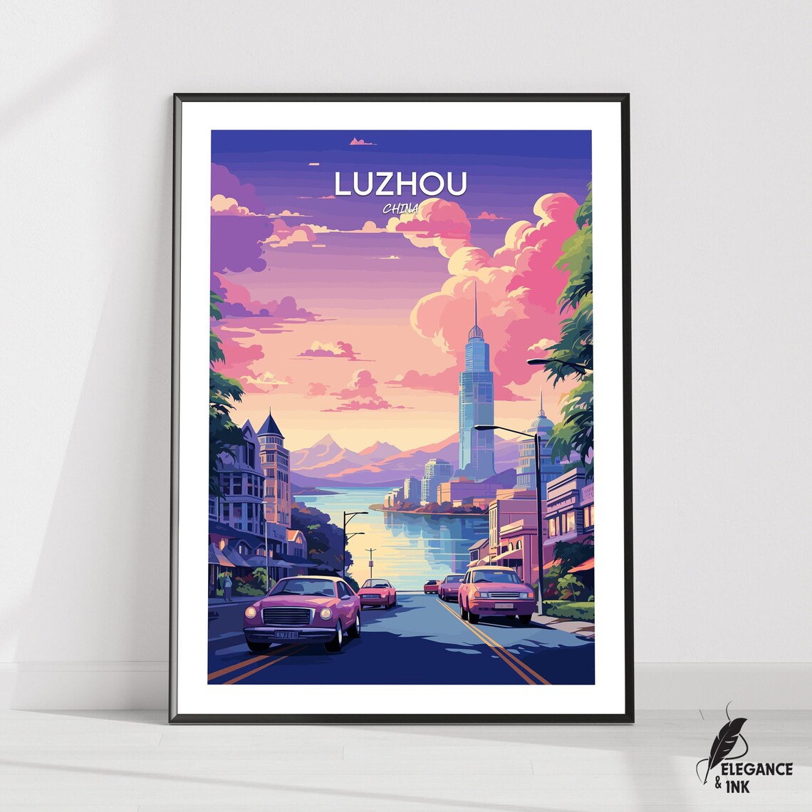 Luzhou Travel Print Wall Artluzhou Minimalist Painting Modern Poster Artworksichuan Home Decor Exhibition City Photo