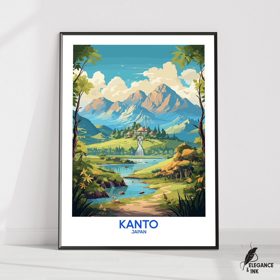 Kanto Japan Mountain Lake Landscape Scenic Travel Art Poster