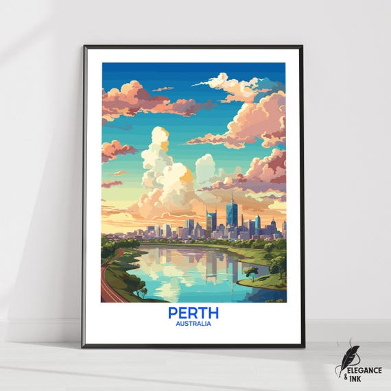 Perth Posterperth Travel Printperth Wall Artperth Decorperth City Gift Ideaperth Housewarming