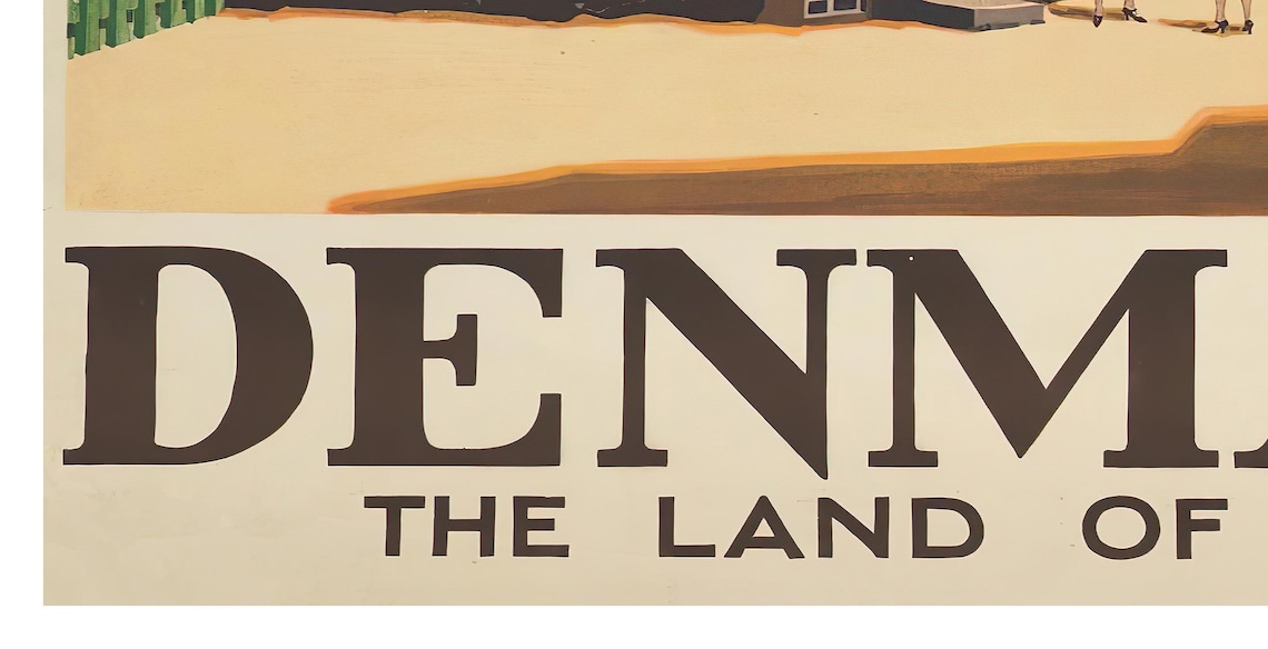 Denmark Vintage Land Of Peace Half Timbered Town Travel Poster - Image 2