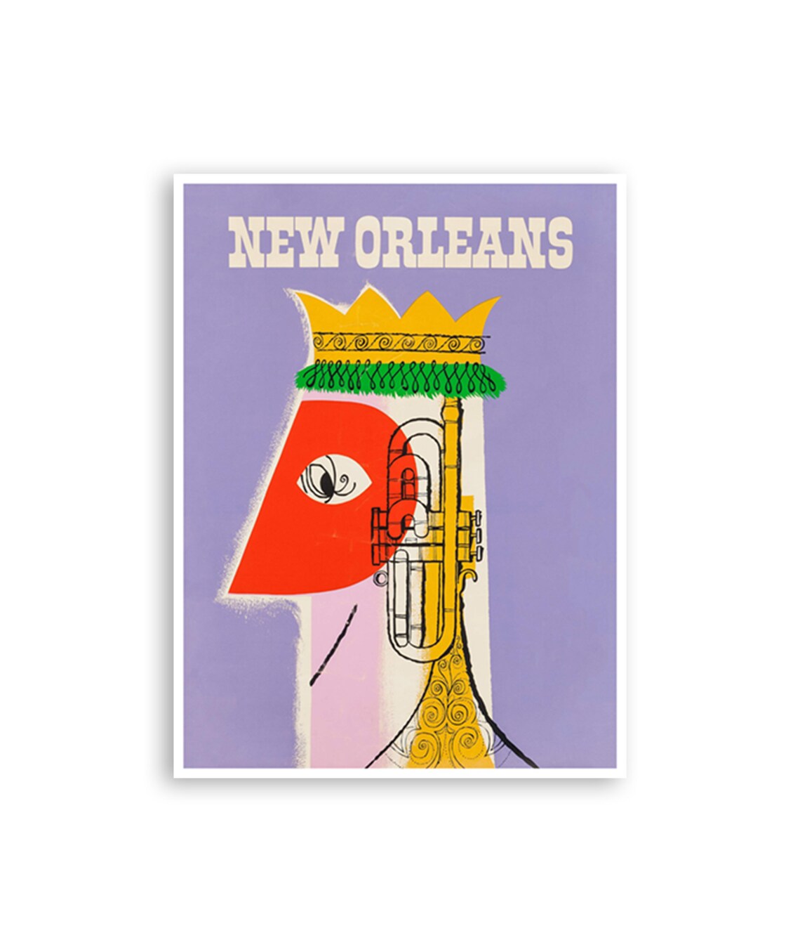 New Orleans Vintage Mardi Gras Travel Poster Print