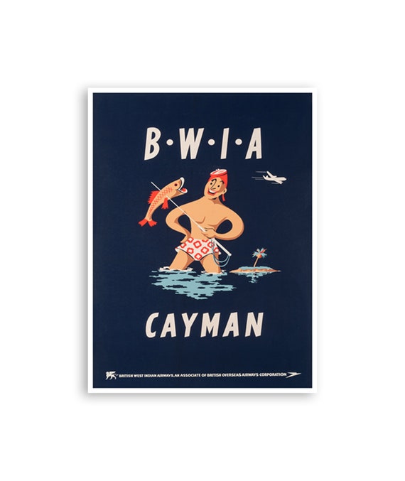 Cayman Islands Retro Travel Poster Print
