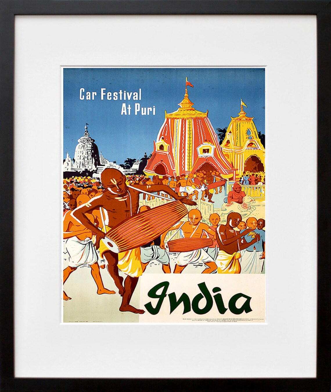 Car Festival at Puri India Vintage Temple Parade Travel Poster - Image 2