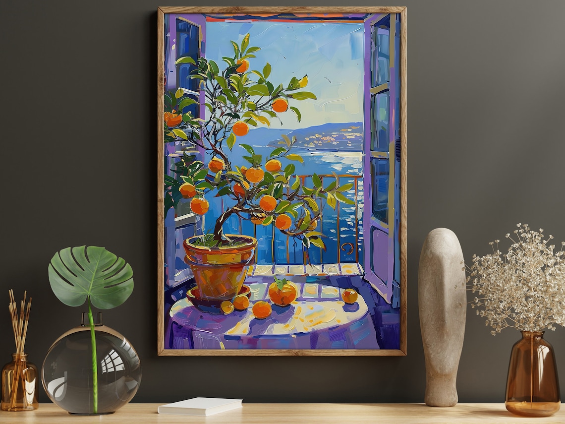 Matisse-Inspired Botanical Balcony Art Poster