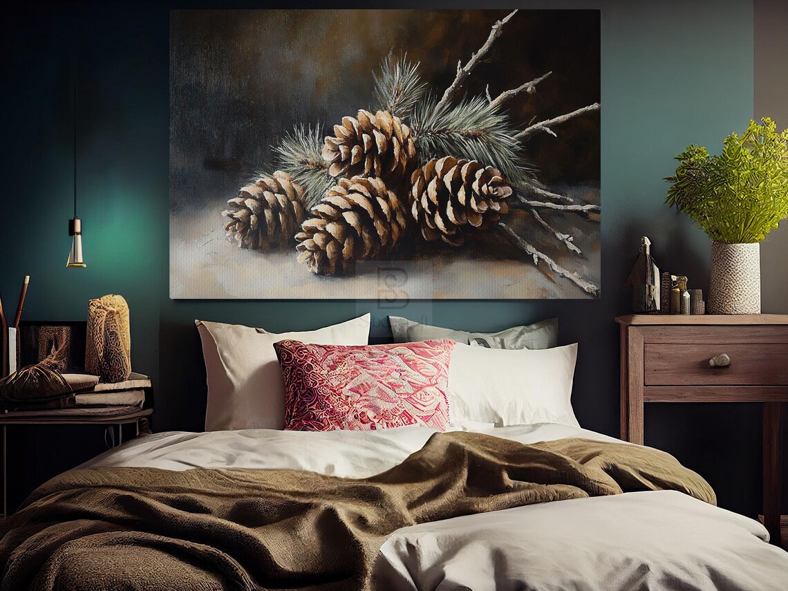 Cottage Pinecone Vintage Christmas Art Print Decor - Image 5