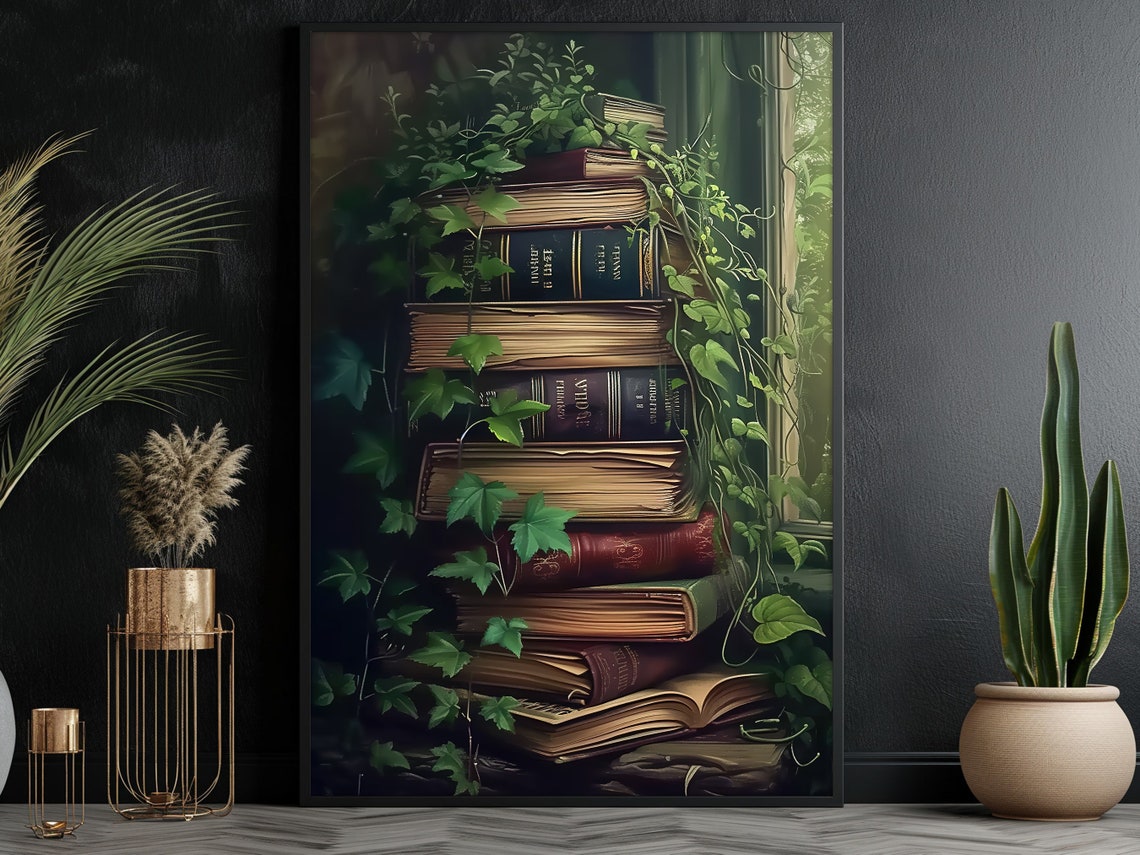 Dark Surreal Magic Book Painting Dark Academia Art Print Gothic Book Print - Image 5