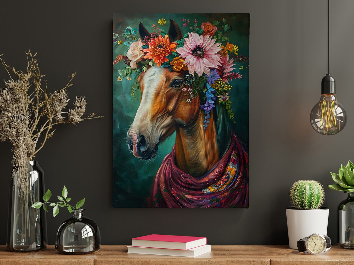 Vintage Maximalist Floral Horse Poster, Matisse Style - Image 4