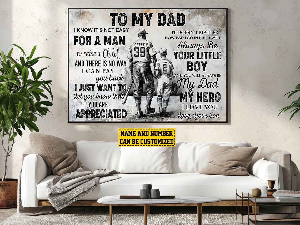 Baseball To My Dad Personalized Poster Print - Image 6