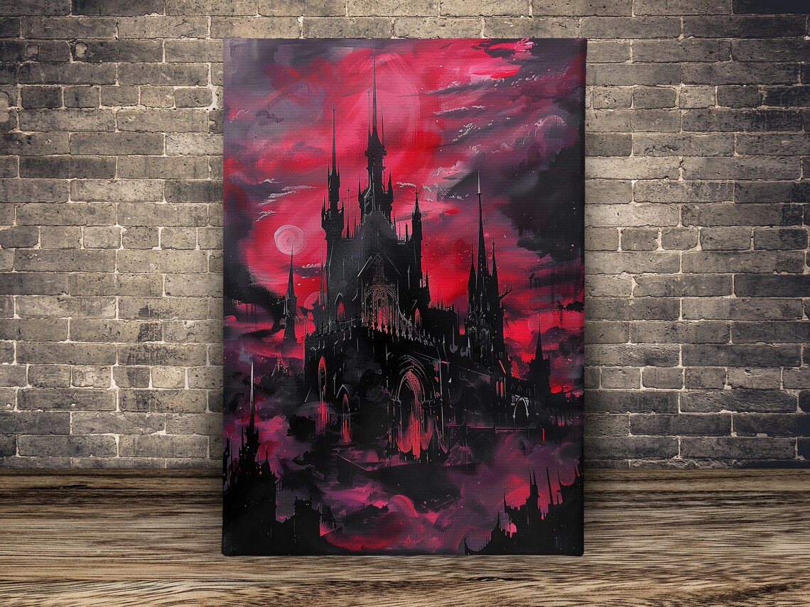 Dark Dracula Castle Spooky Palace Halloween Art Print - Image 2