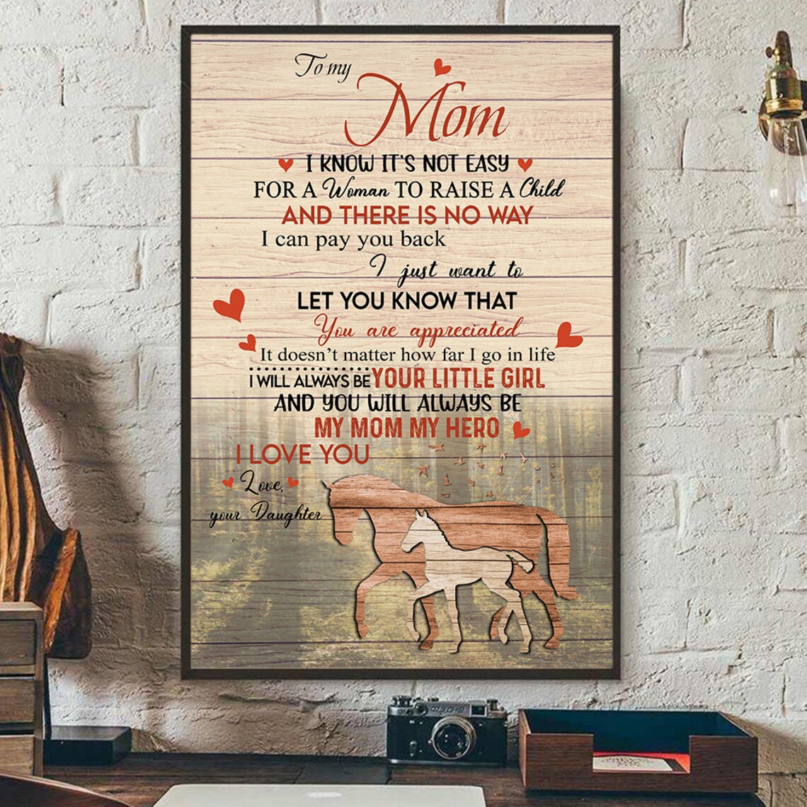 To My Mom Letter Mare and Foal Wood I Love You My Hero Gift Wall Art - Image 3
