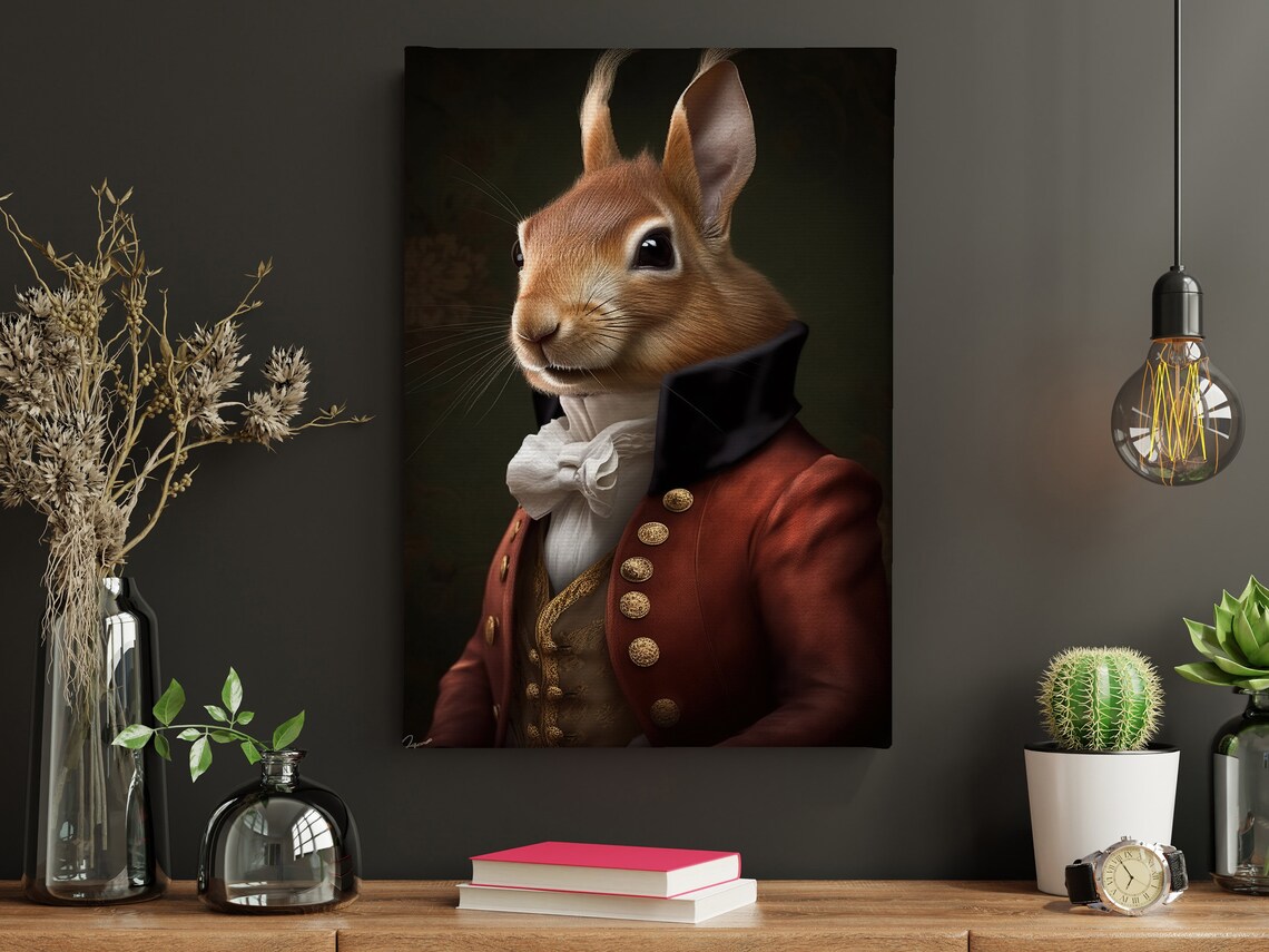 Gentleman Squirrel Portrait In Red Regency Military Coat Art Poster - Image 4