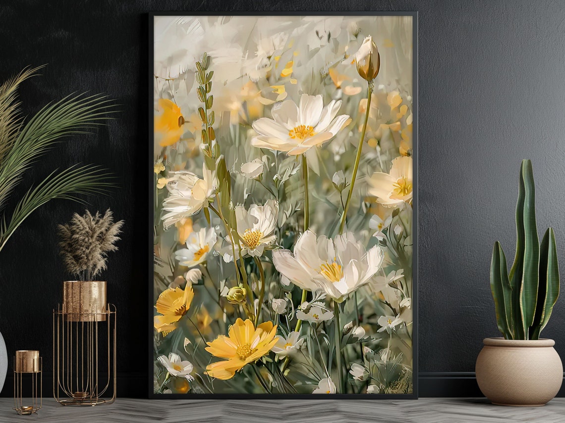 Vintage Flowers Oil Painting Flowers Print Cottage Flowers Flowers Poster Wild Flower Wall Art - Image 3