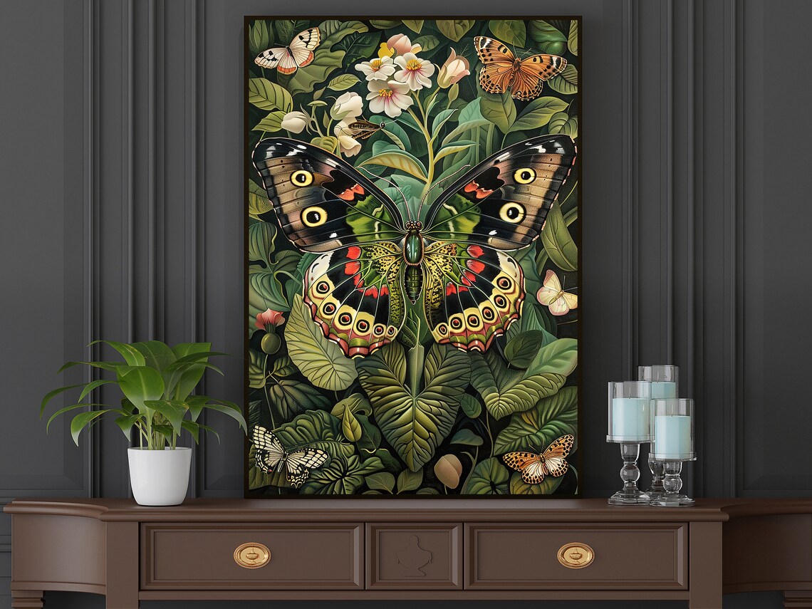 Vintage Butterflies and Flowers Art Print, Cottage Botanical - Image 5